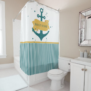 Nautical Boat Name Personalized Shower Curtain