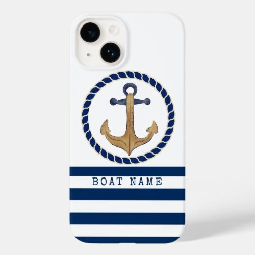 Nautical Boat NameRetro Anchor Navy Blue  Case_Mate iPhone 14 Case