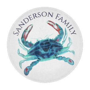 Nautical Boat Name Teal Crab  Cutting Board