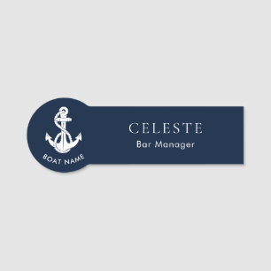 Nautical Boat Name White Anchor Crew Custom Tag