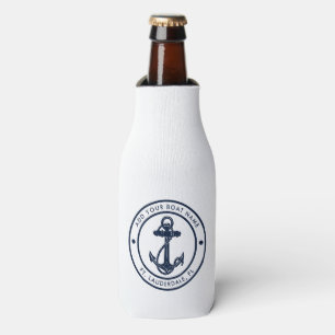 Nautical Boat Navy Blue Anchor Custom Bottle Cooler