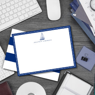 Nautical Boat Navy Custom Note Card