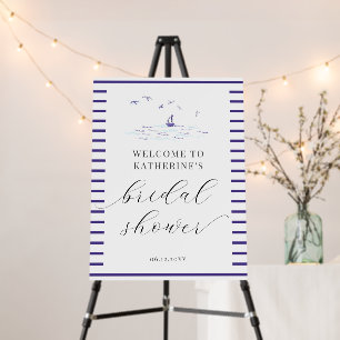 Nautical Boat Ocean Waves Bridal Shower Welcome Foam Board