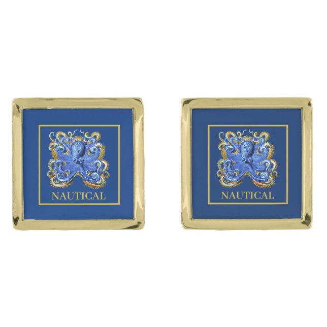 Nautical Boat Octopus Personal Marine  Cufflinks (Front)