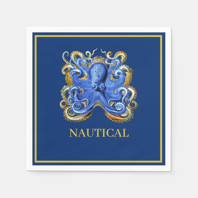 Nautical Boat Octopus Personal Marine  Napkins (Front)