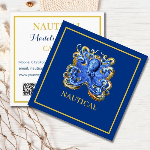 Nautical Boat Octopus Personal Marine  Square Business Card