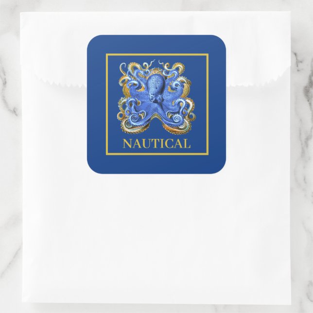 Nautical Boat Octopus Personal Marine  Square Sticker (Bag)