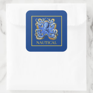 Nautical Boat Octopus Personal Marine Square Sticker