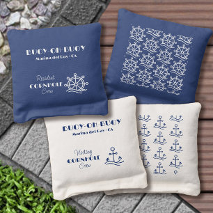Nautical Boat or Family Name Anchor and Wheel Cornhole Bags