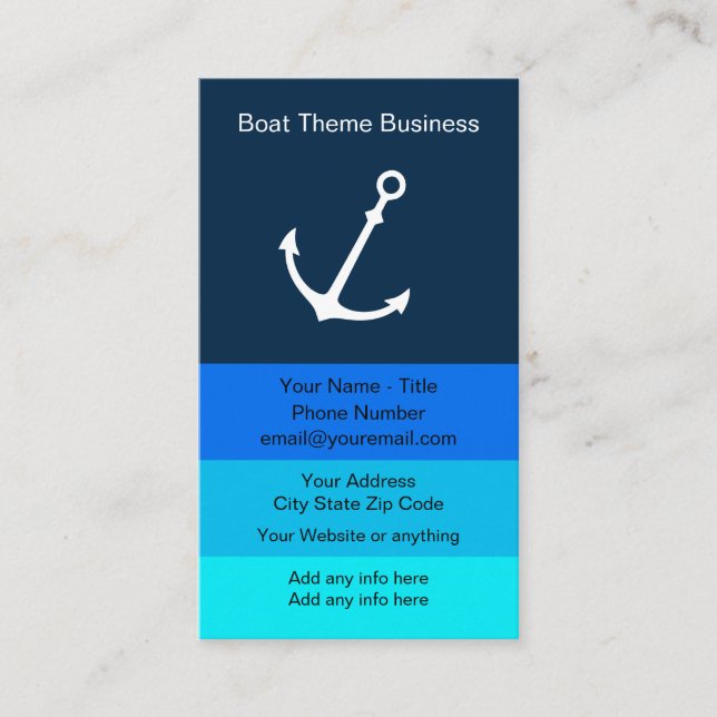 Nautical Boat Theme Deisgn Business Card (Front)