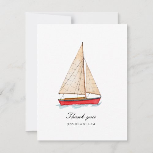 Nautical Boat Wedding Thank You Card