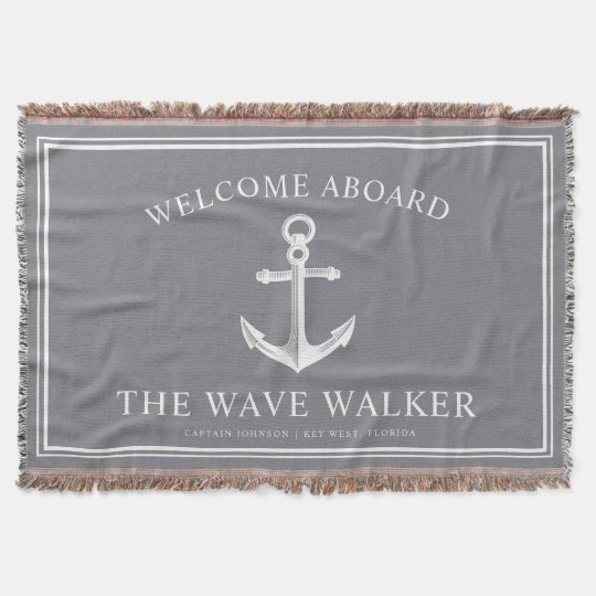 Nautical Boat Grey and White Throw Blanket