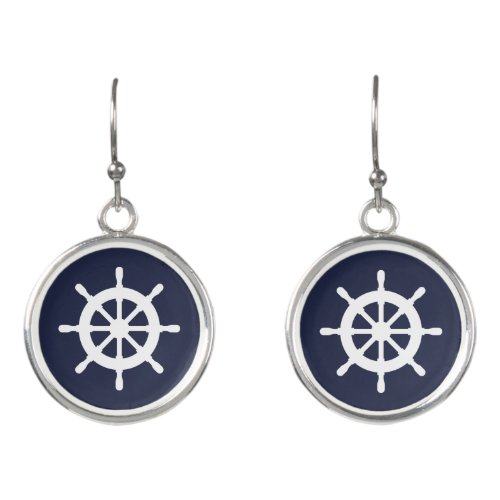 Nautical boat wheel maritime custom drop earrings