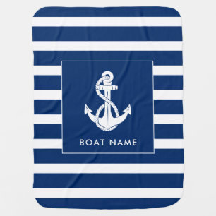 Nautical Boat White Anchor Custom Baby Blanket