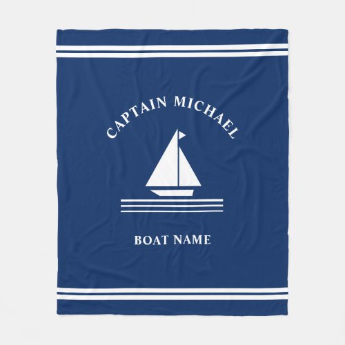  Nautical Boating Navy Blue Boat Name Sailing Fleece Blanket