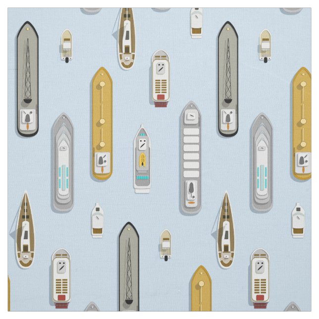 Nautical boating ships On the River ANY color Fabric (Swatch)