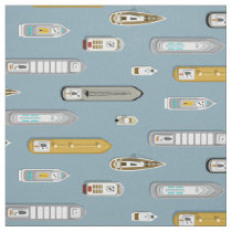 Nautical boating shipwatching On the River blue Fabric