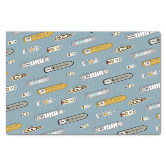 Nautical boating shipwatching On the River blue Tissue Paper