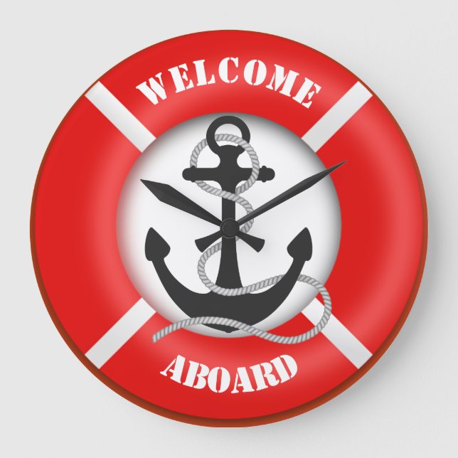 Nautical boats life ring buoy large clock (Front)