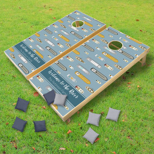 Nautical boats ships on river ANY color Cornhole Set