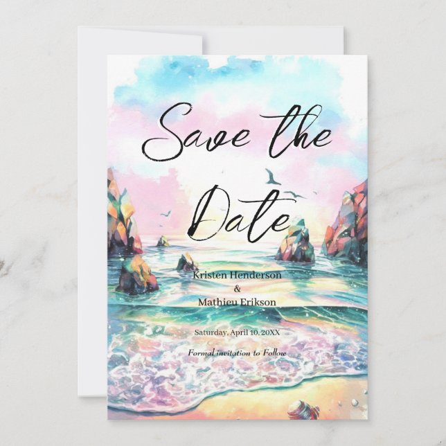 Nautical Boho Beach Wedding Save The Date (Front)