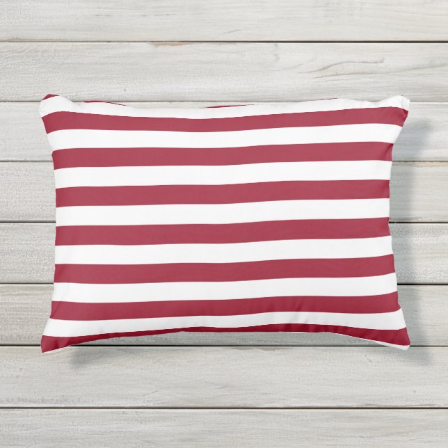 Nautical Bold Red Stripes | Mix and Match Outdoor Pillow (Front)