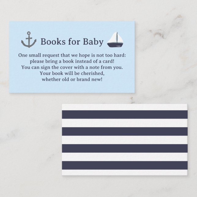 Nautical Books for Baby Shower Insert Card (Front/Back)