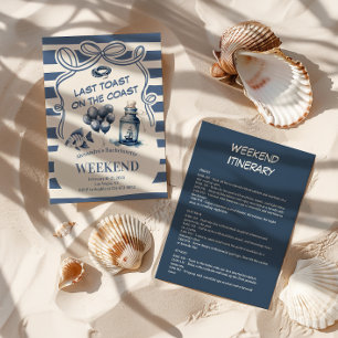 Nautical Bottle and Balloons Coastal Bachelorette Invitation