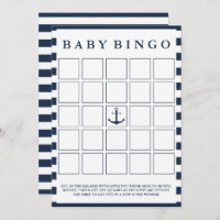 Nautical Boy Baby Shower Baby Bingo Game