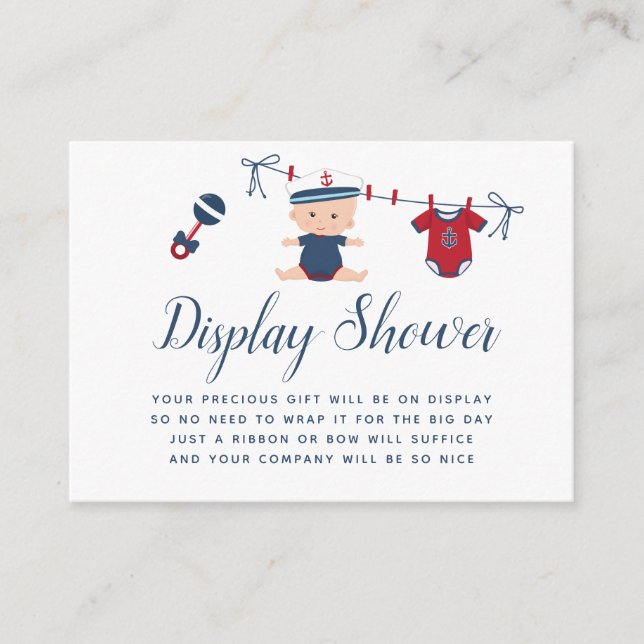 Nautical Boy Baby Shower Display Shower Enclosure Card (Front)