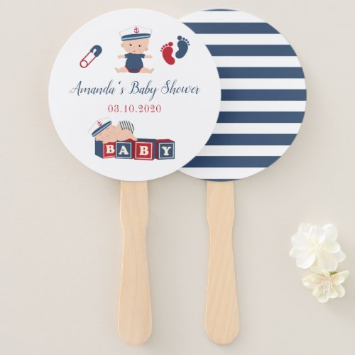 Nautical Boy Baby Shower Favor Hand Fan