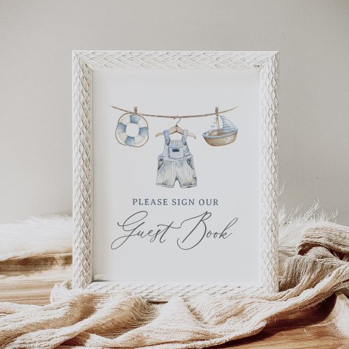 Nautical Boy Baby Shower Guest Book Sign