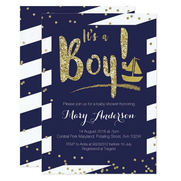 Nautical Boy Baby Shower Invitation