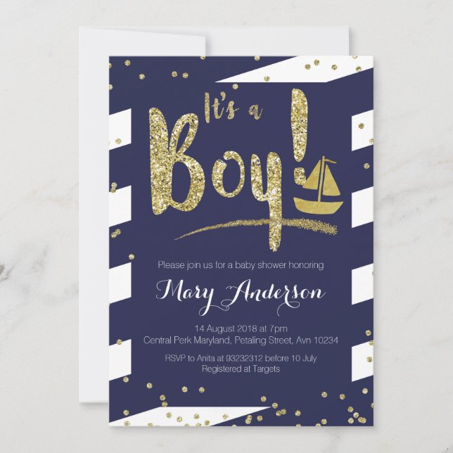 Nautical Boy Baby Shower Invitation (Front)