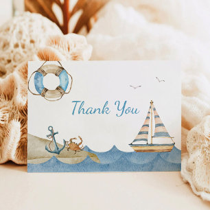 Nautical Boy Baby Shower Letterpress Thank You Card