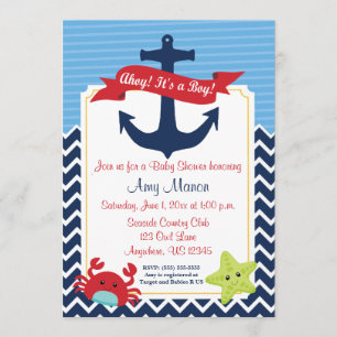 Nautical Boy Baby Shower Personalized Invitation