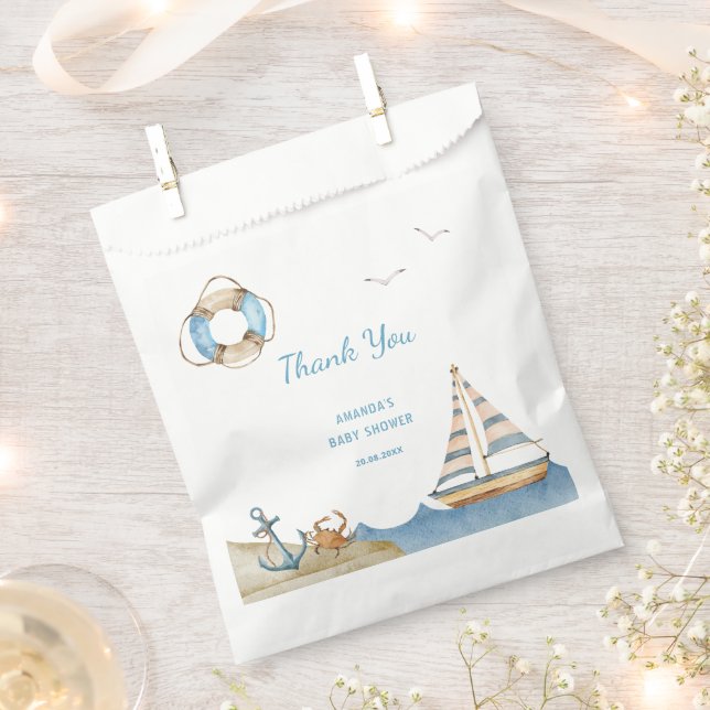 Nautical Boy Baby Shower Thank You Favor Bag (Clipped)