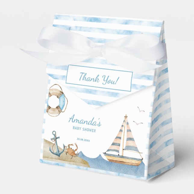 Nautical Boy Baby Shower Thank You Favor Boxes (Front Side)