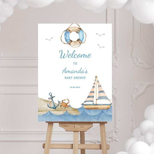 Nautical Boy Baby Shower Welcome Foam Board (Creator Uploaded)