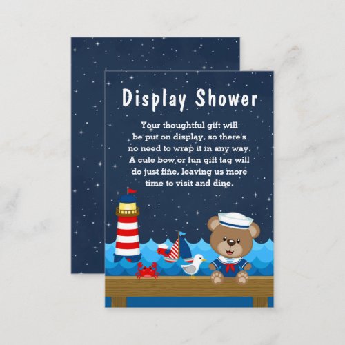 Nautical Boy Bear Red and Navy Display Shower Enclosure Card