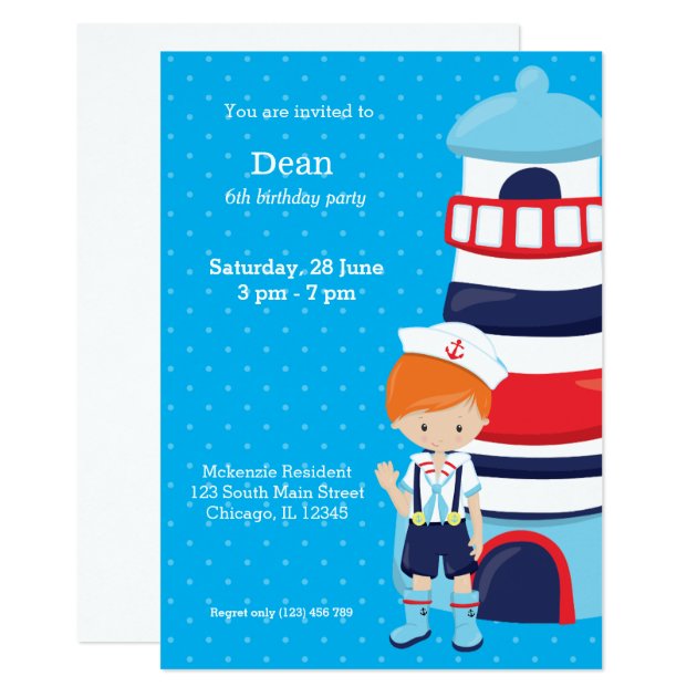 Nautical Boy * Choose Background Color Invitation