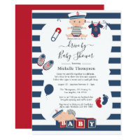 Nautical Boy Drive By Baby Shower Invitation