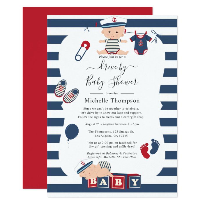 nautical theme baby shower invitations