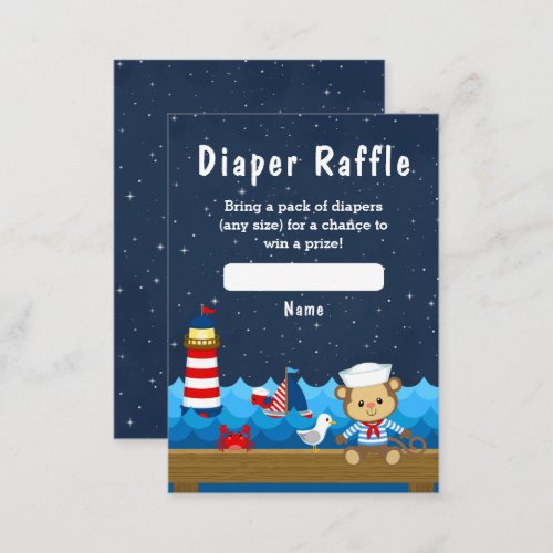 Nautical Boy Monkey Red and Navy Diaper Raffle Enclosure Card