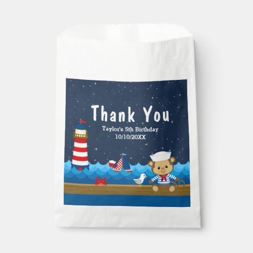 Nautical Boy Monkey Red Birthday Party Thank You Favor Bag