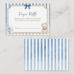 Nautical Boy Sailor Bear Diaper Raffle Baby Shower Enclosure Card