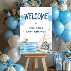 Nautical Boy Sailor Teddy Bear Baby Shower Welcome Foam Board