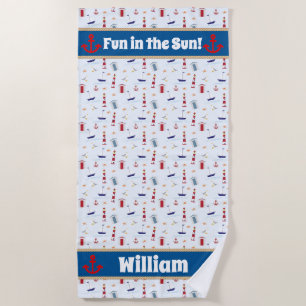 Nautical Boy's Personalized Beach Towel