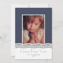 Nautical Braid Navy Photo New Year's Day card