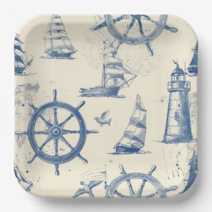 Nautical Breeze Paper Bowl Plates